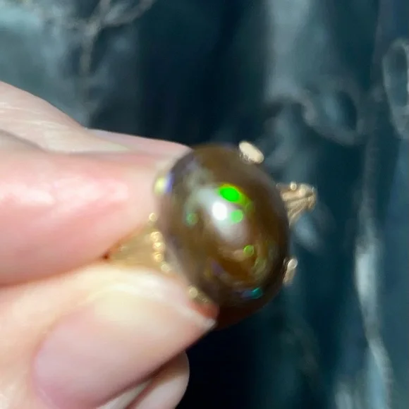 Rare vintage Koroit opal, in Queensland, Australia; set In 10 k gold - Picture 3 of 14